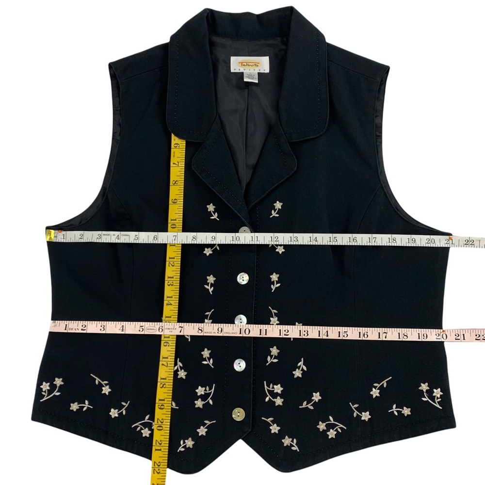 Talbots Petites Black with Floral Embroidery Vest/ Shirt - Picture 12 of 12
